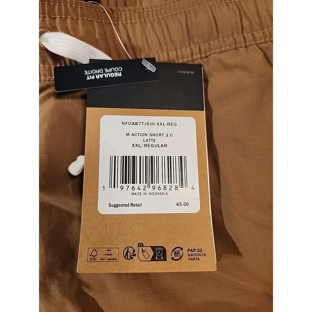 Brand New The North Face Action‎ 2.0 Shorts Men's XXL Latte Brown